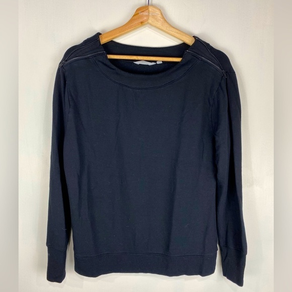 Athleta: Zipper Lightweight Pullover Sweatshirt Modal Spandex Black Size Medium - Picture 1 of 6